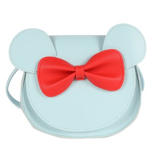 GGP Adorable Bow Bear Crossbody Bag For Kids Blue Small Shoulder Bag 13*13*5Cm