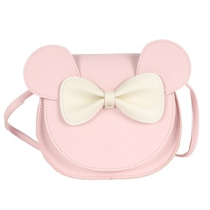 GGP Adorable Bow Bear Crossbody Bag For Kids Pink Small Shoulder Bag 13*13*5Cm