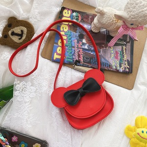 GGP Adorable Bow Bear Crossbody Bag For Kids Red Small Shoulder Bag 13*13*5Cm