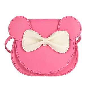GGP Adorable Bow Bear Crossbody Bag For Kids Rose Red Small Shoulder Bag 13*13*5Cm
