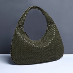 GGP Army Green Elegant Woven Pu Leather Hobo Bag Stylish Large Capacity Shoulder Handbag For Women
