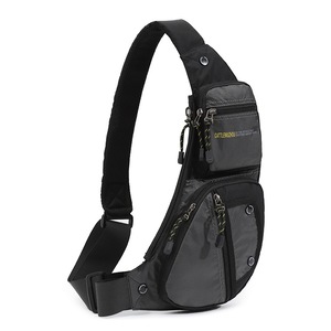 GGP Black And Grey Men'S Vintage Chest Bag Multi Functional Waterproof Crossbody Sling Bag For Outdoor Sports