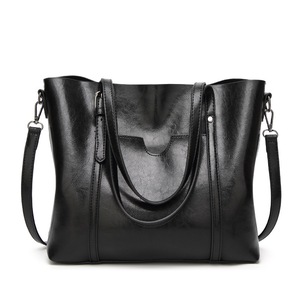 GGP Black Fashionable Soft Leather Women'S Handbag, Large Capacity Shoulder & Crossbody Tote, Casual Bucket Bag