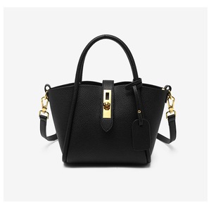 GGP Black Genuine Leather Women'S Handbag Stylish Bucket Bag With Top Handle And Crossbody Strap