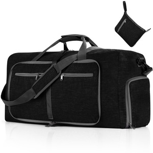 GGP Black Large Foldable Travel Duffel Bag With Shoe Compartment And Carry Pouch Lightweight, Durable, And Spacious