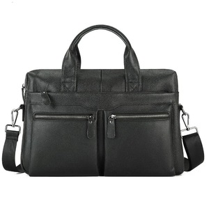 GGP Black Men'S Genuine Leather Briefcase Classic Business Messenger Bag