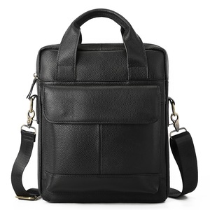 GGP Black Men'S Genuine Leather Shoulder Bag Vintage Business Briefcase
