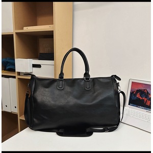 GGP Black Solid Color Unisex Large Capacity Fitness Bag Leather Sports Bag, Crossbody Travel Bag, Gym And Luggage Handbag