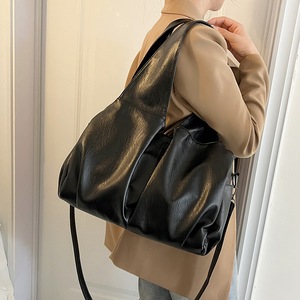 GGP Black Trendy Large Capacity Soft Leather Tote Bag Women' Shoulder & Crossbody Handbag