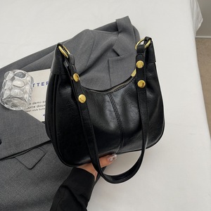 GGP Black Vintage Faux Leather Hobo Shoulder Bag Classic And Versatile Handbag