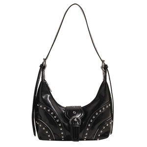 GGP Black Vintage Studded Pu Leather Shoulder Bag With Adjustable Strap