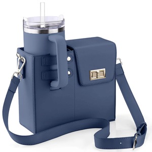 GGP Blue Portable Beverage Bottle Cup Holder Bag - Trendy Crossbody Design For Daily Commute(No Water Cup)