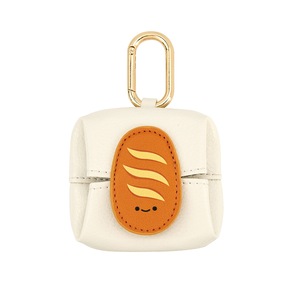 GGP Bread Pattern White Cute Multifunctional Mini Leather Coin Purse With Keychain For Lipstick, Bluetooth Earbuds, And Small Essentials