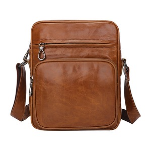 GGP Brown Men'S Genuine Leather Casual Shoulder Bag, Minimalist Crossbody Bag For Everyday Use