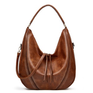 GGP Brown Mother And Child Bag Two Piece Set Distressed Faux Leather Hobo Bag Large Capacity Shoulder Bag For Women