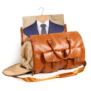 GGP Brown Pu Leather Travel Duffel Bag Multifunctional Overnight Gym Bag With Spacious Compartments