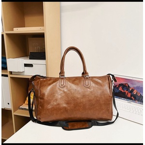 GGP Brown Solid Color Unisex Large Capacity Fitness Bag Leather Sports Bag, Crossbody Travel Bag, Gym And Luggage Handbag