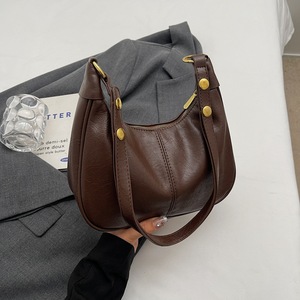 GGP Brown Vintage Faux Leather Hobo Shoulder Bag Classic And Versatile Handbag