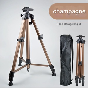 GGP Champagne Lightweight Adjustable Aluminum Camera Tripod With Carry Bag Professional Photography Stand