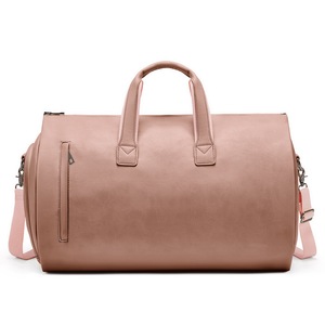 GGP Champagne Pu Leather Travel Duffel Bag Large Capacity Waterproof Suit Bag With Shoe Compartment