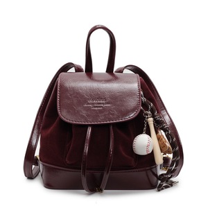 GGP Claret Vintage Suede Women'S Mini Backpack New Fashionable Travel Book Bag With Decorative Charm