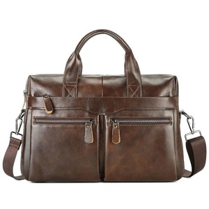 GGP Coffee Brown Men'S Genuine Leather Briefcase Classic Business Messenger Bag