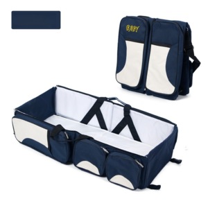 GGP Dark Blue Multifunctional Foldable Baby Crib Mommy Bag - Large Capacity Diaper Bag - Portable Shoulder And Handheld Baby Essentials Bag