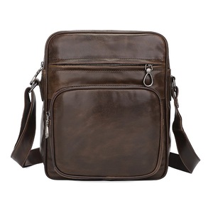 GGP Dark Brown Men'S Genuine Leather Casual Shoulder Bag, Minimalist Crossbody Bag For Everyday Use