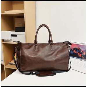 GGP Dark Brown Solid Color Unisex Large Capacity Fitness Bag Leather Sports Bag, Crossbody Travel Bag, Gym And Luggage Handbag
