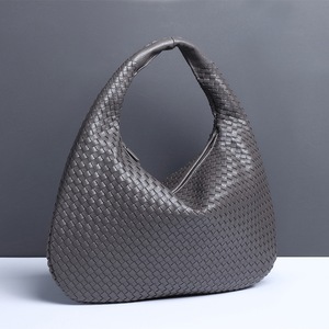GGP Dark Gray Elegant Woven Pu Leather Hobo Bag Stylish Large Capacity Shoulder Handbag For Women