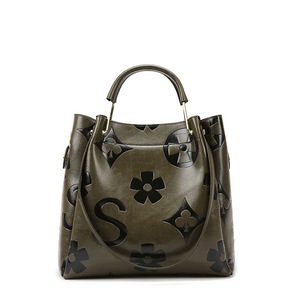 GGP Dark Green Elegant Embossed Pu Leather Tote Bag For Women Large Capacity Handbag With Inner Pouch