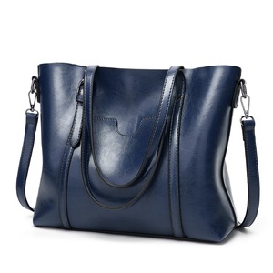 GGP Elegant Pu Leather Tote Bag With Detachable Strap Dark Blue