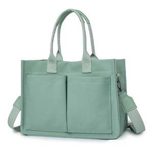 GGP Green Stylish Canvas Briefcase Tote Bag With Large Capacity For Women