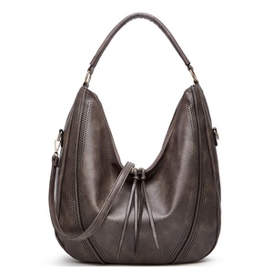 GGP Grey Distressed Faux Leather Hobo Bag Large Capacity Shoulder Bag For Women