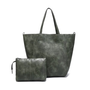 GGP Grey Green Classic Large Pu Leather Tote Bag With Inner Pouch Elegant And Functional