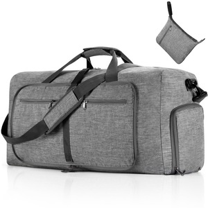 GGP Grey Large Foldable Travel Duffel Bag With Shoe Compartment And Carry Pouch Lightweight, Durable, And Spacious