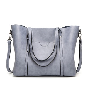 GGP Light Blue Fashionable Soft Leather Women'S Handbag, Large Capacity Shoulder & Crossbody Tote, Casual Bucket Bag