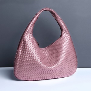 GGP Lotus Purple Elegant Woven Pu Leather Hobo Bag Stylish Large Capacity Shoulder Handbag For Women