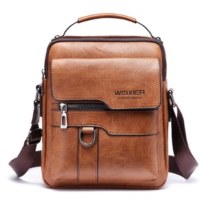 GGP Men'S Vintage Leather Shoulder Bag Multi Compartment Crossbody Messenger Bag 22Cm(L)*8Cm(W)*26Cm(H)(Light Brown)