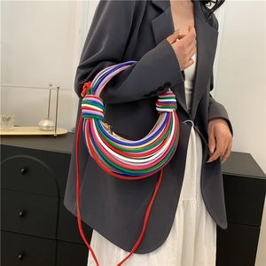 GGP Multi Coloured Fashionable Candy Color Handbag Crossbody Women'S Woven Bag With Unique Line Design