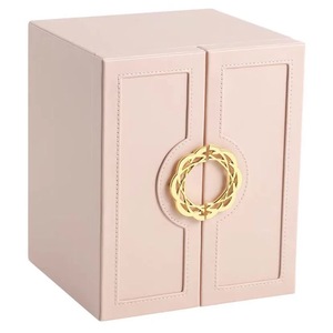 GGP Pink Elegant 5 Layer Large Capacity Jewelry Storage Box With Dual Opening Doors Perfect For Organizing Necklaces, Rings, Earrings, And More(Jewelry Is A Photo Prop And Is Not Included)