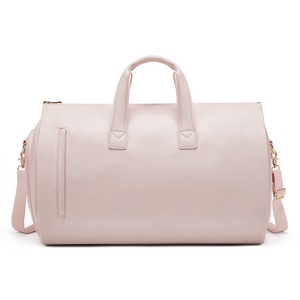 GGP Pink Pu Leather Travel Duffel Bag Large Capacity Waterproof Suit Bag With Shoe Compartment