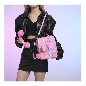 GGP Pink Sweet Girl Creative Crossbody Bag With Telephone Design, Pu Material, Lightweight And Unique