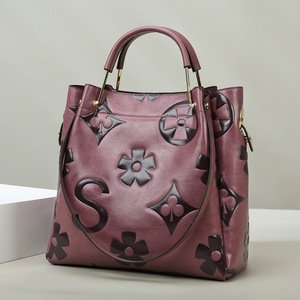 GGP Purple Elegant Embossed Pu Leather Tote Bag For Women Large Capacity Handbag With Inner Pouch
