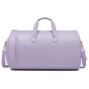 GGP Purple Pu Leather Travel Duffel Bag Large Capacity Waterproof Suit Bag With Shoe Compartment