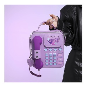GGP Purple Sweet Girl Creative Crossbody Bag With Telephone Design, Pu Material, Lightweight And Unique