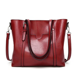 GGP Red Fashionable Soft Leather Women'S Handbag, Large Capacity Shoulder & Crossbody Tote, Casual Bucket Bag