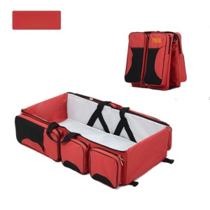 GGP Red Multifunctional Foldable Baby Crib Mommy Bag - Large Capacity Diaper Bag - Portable Shoulder And Handheld Baby Essentials Bag