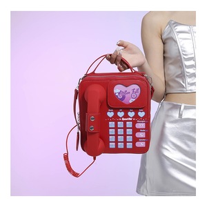GGP Red Sweet Girl Creative Crossbody Bag With Telephone Design, Pu Material, Lightweight And Unique