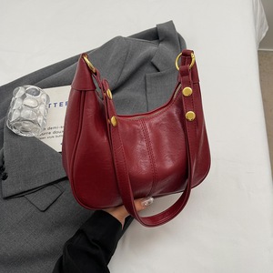 GGP Red Vintage Faux Leather Hobo Shoulder Bag Classic And Versatile Handbag